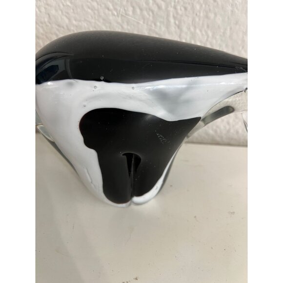 Handcrafted Glass Cow Paperweight Black & Clear Decorative Collectible Accent - Picture 3 of 5